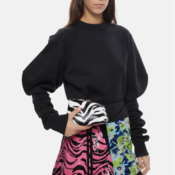 The Attico Black White Zebra Midnight clutch shoulder bag - Picture 2 of 12